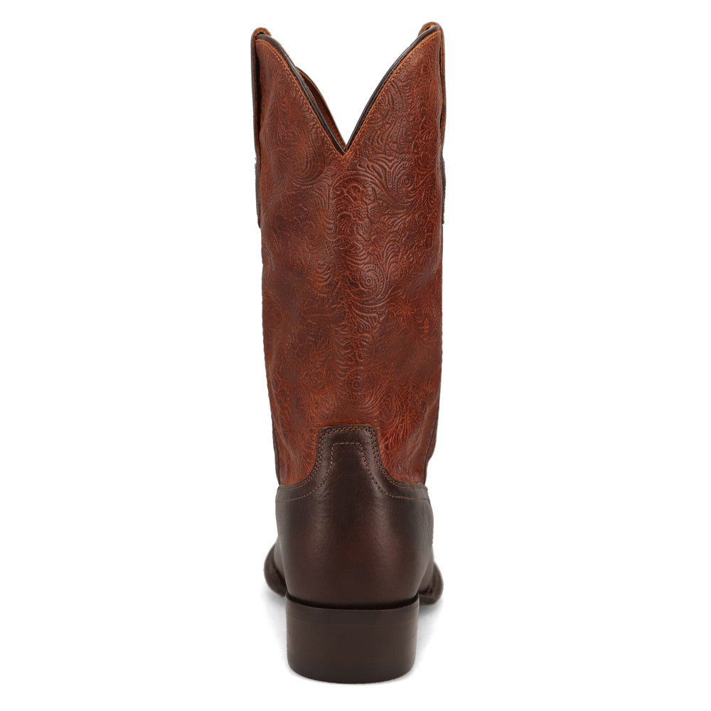 Brandy-WRANGLER Mens Keenan Round-Toe Leather Western Cowboy Boot