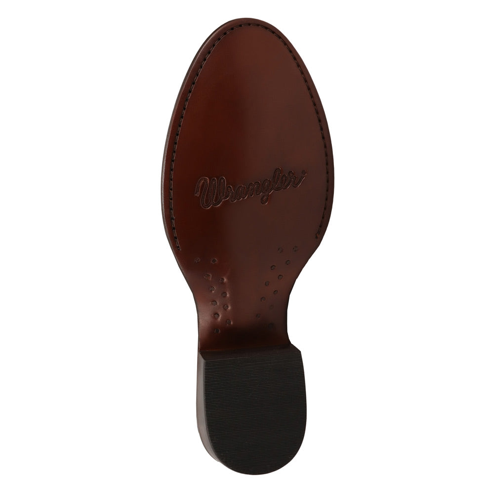 Brandy-WRANGLER Mens Keenan Round-Toe Leather Western Cowboy Boot