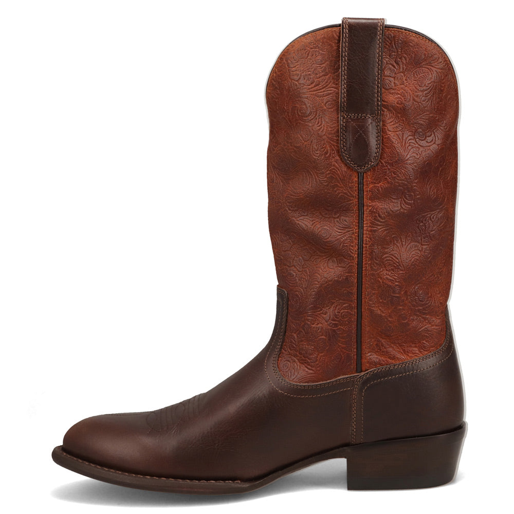 Brandy-WRANGLER Mens Keenan Round-Toe Leather Western Cowboy Boot