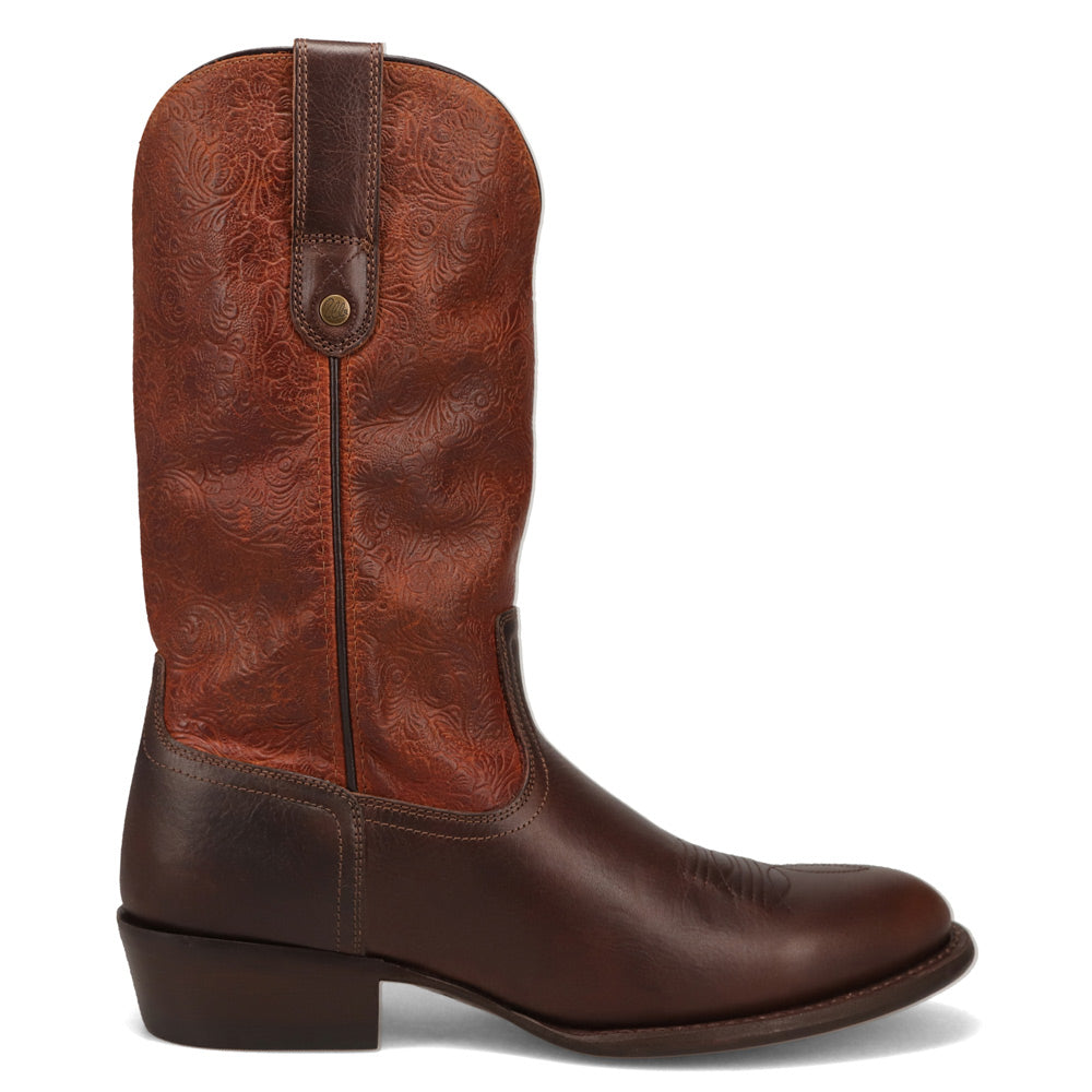 Brandy-WRANGLER Mens Keenan Round-Toe Leather Western Cowboy Boot