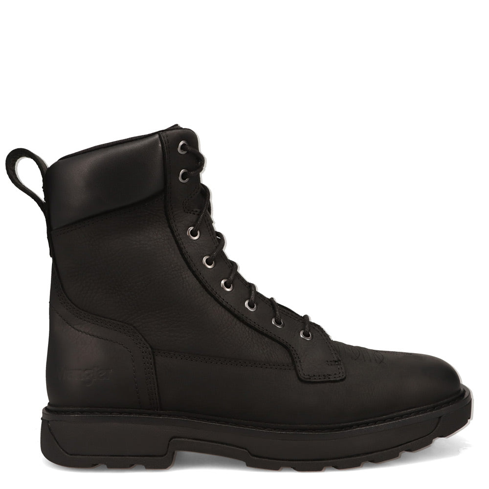 Black-WRANGLER Mens Saxon Square-Toe Lace-up Work Boot