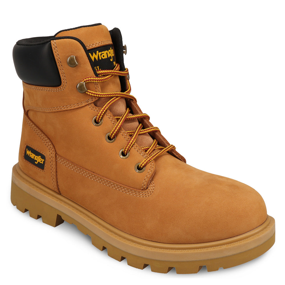Wheat-WRANGLER Mens Angus Lace-up Work Boot