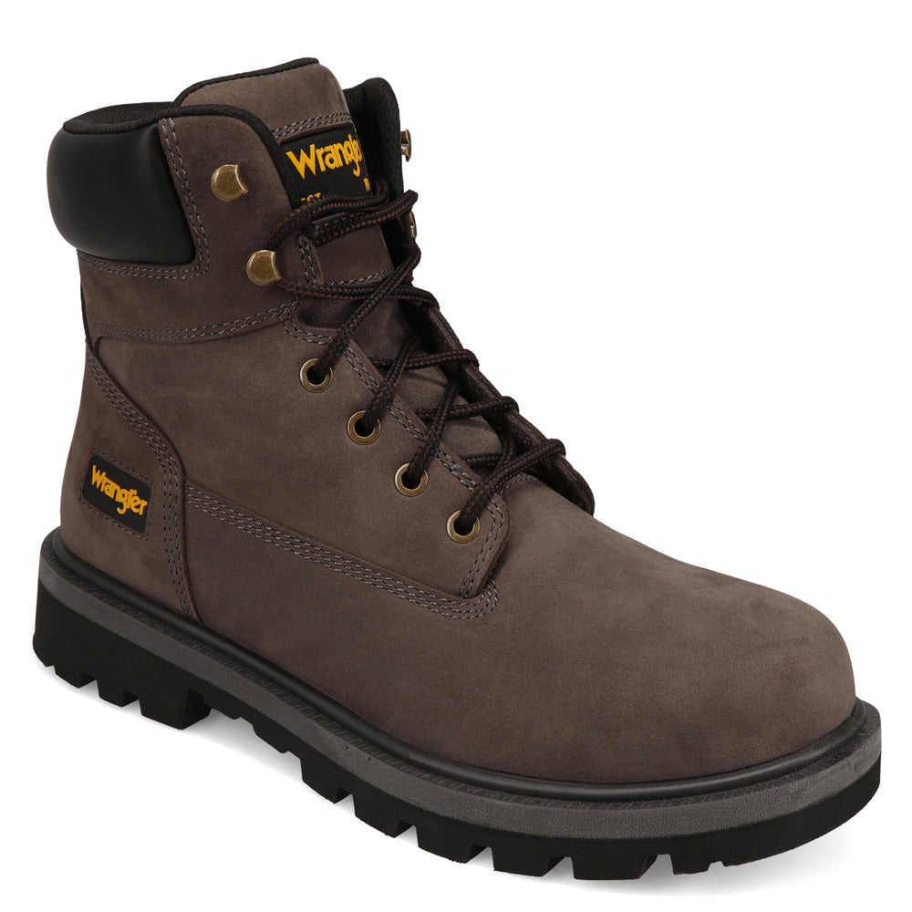 Charcoal-WRANGLER Mens Angus Lace-up Work Boot