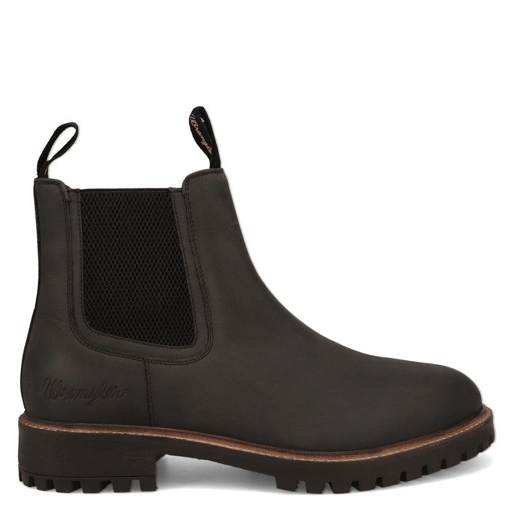 Black-WRANGLER Mens Jaxon Leather Chelsea Boot