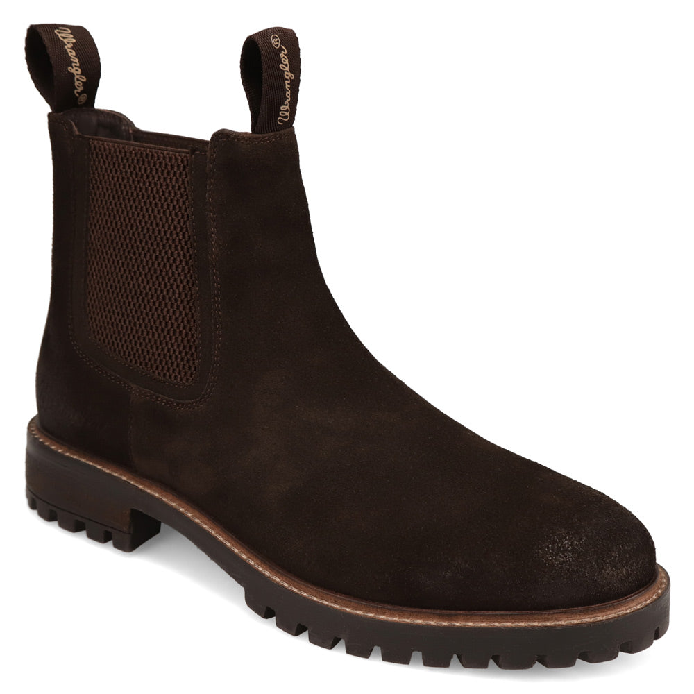 Dark Brown-WRANGLER Mens Jaxon Leather Chelsea Boot