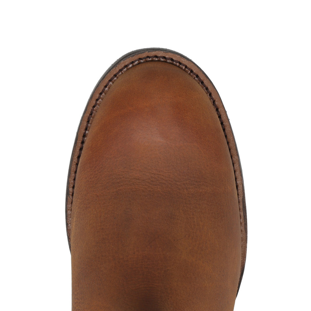 Saddle Tan-WRANGLER Mens Flint Leather Roper Western Work Boot