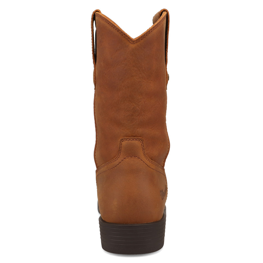 Saddle Tan-WRANGLER Mens Flint Leather Roper Western Work Boot