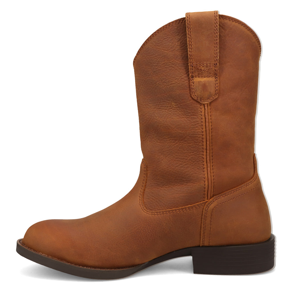 Saddle Tan-WRANGLER Mens Flint Leather Roper Western Work Boot