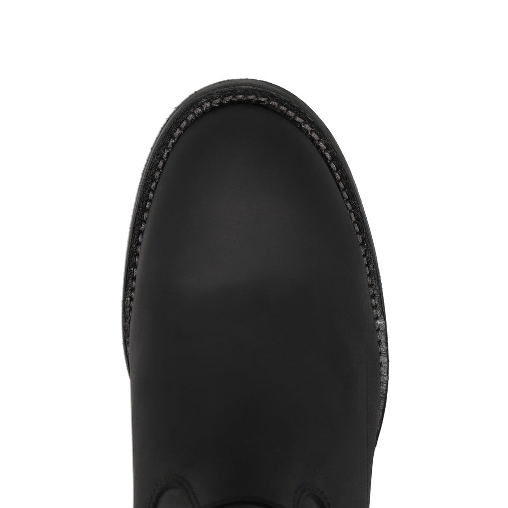 Black-WRANGLER Mens Flint Leather Roper Western Work Boot