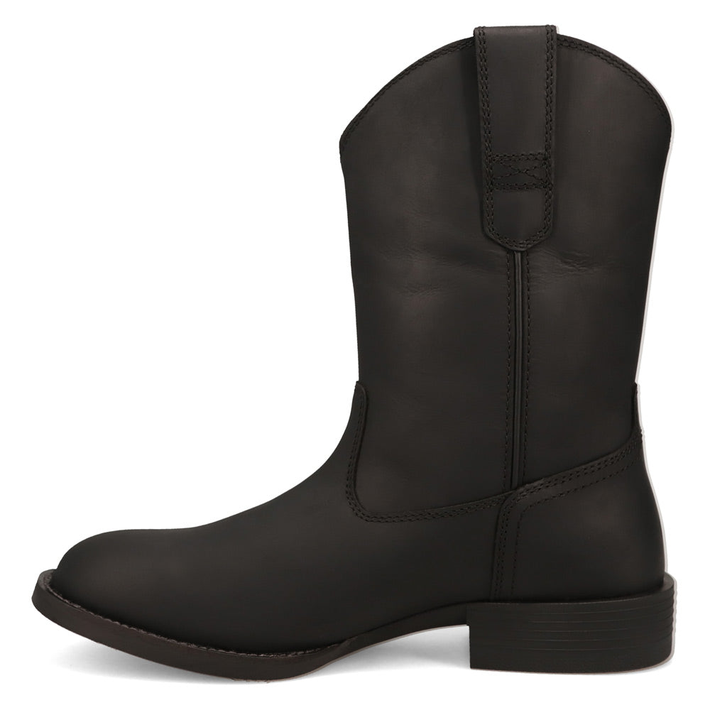 Black-WRANGLER Mens Flint Leather Roper Western Work Boot