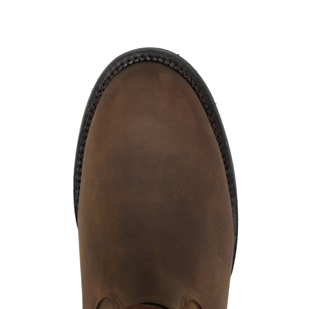 Tobacco-WRANGLER Mens Flint Leather Roper Western Work Boot
