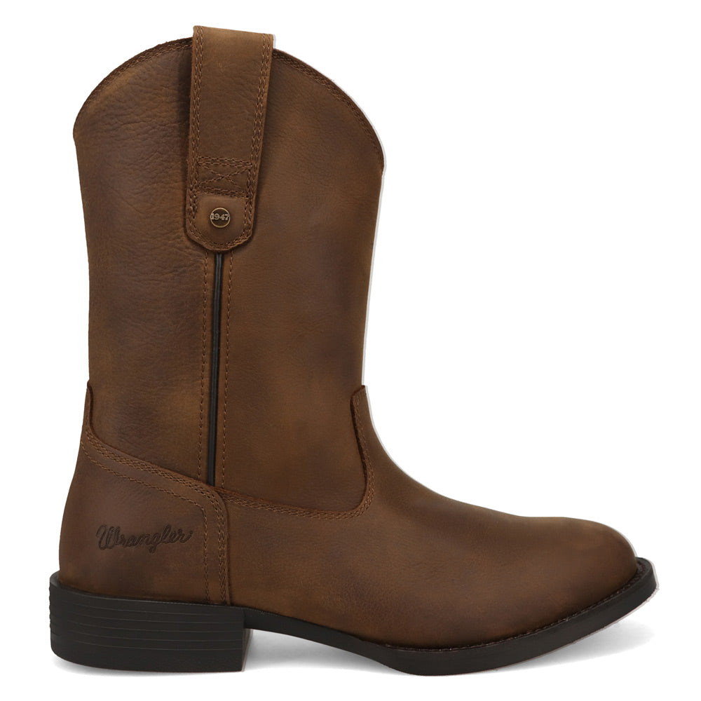 Tobacco-WRANGLER Mens Flint Leather Roper Western Work Boot