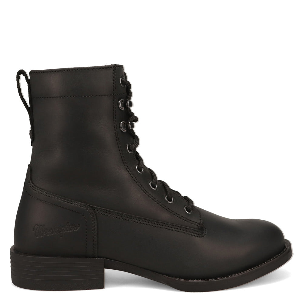 Black-WRANGLER Mens Fargo Leather Lace-up Roper Western Work Boot