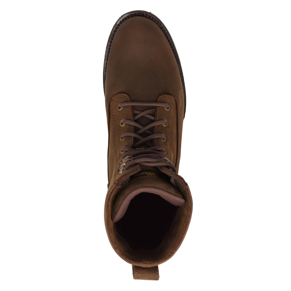Dark Brown-WRANGLER Mens Fargo Leather Lace-up Roper Western Work Boot