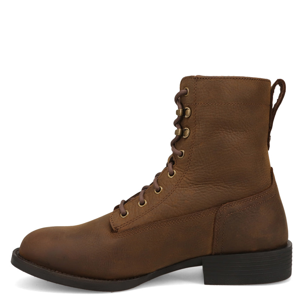 Dark Brown-WRANGLER Mens Fargo Leather Lace-up Roper Western Work Boot