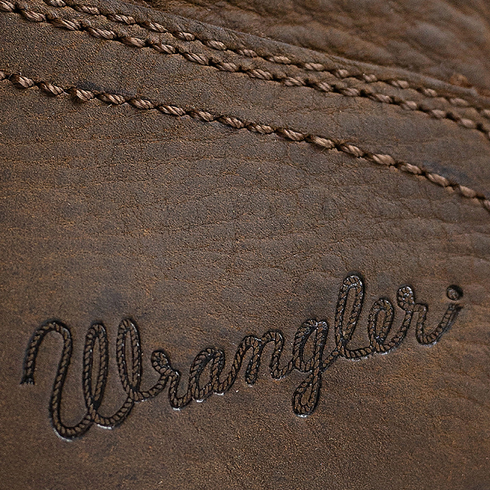 Dark Brown-WRANGLER Mens Fargo Leather Lace-up Roper Western Work Boot