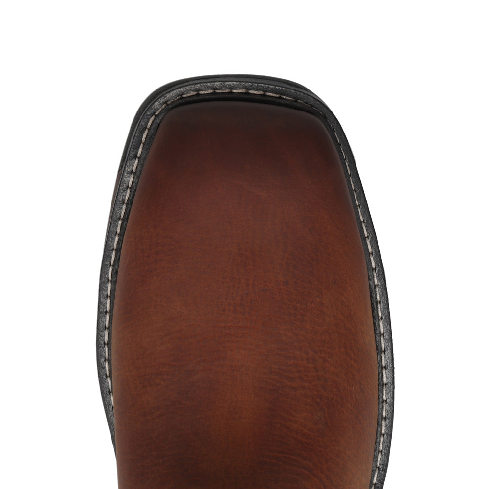 Bourbon-WRANGLER Mens Sawyer Steel-Toe Square Toe Work Boot