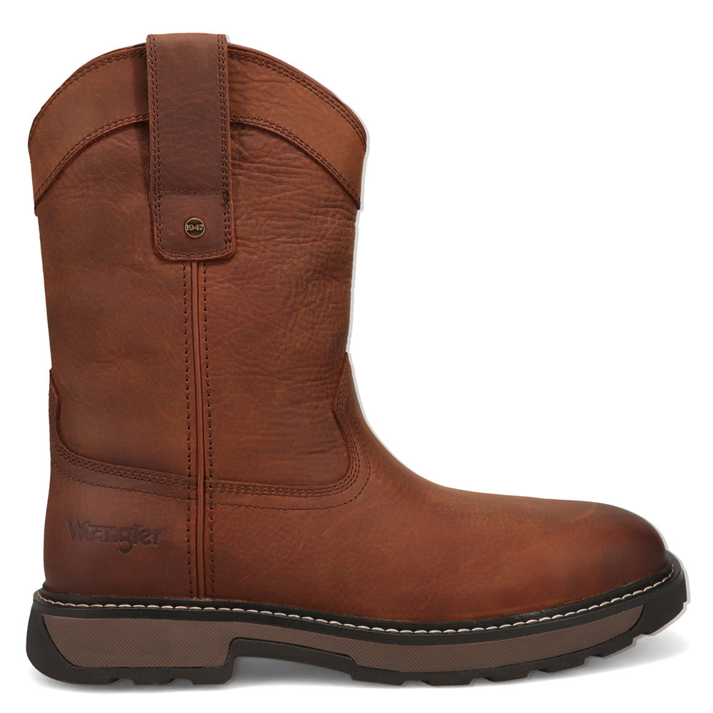 Bourbon-WRANGLER Mens Sawyer Steel-Toe Square Toe Work Boot