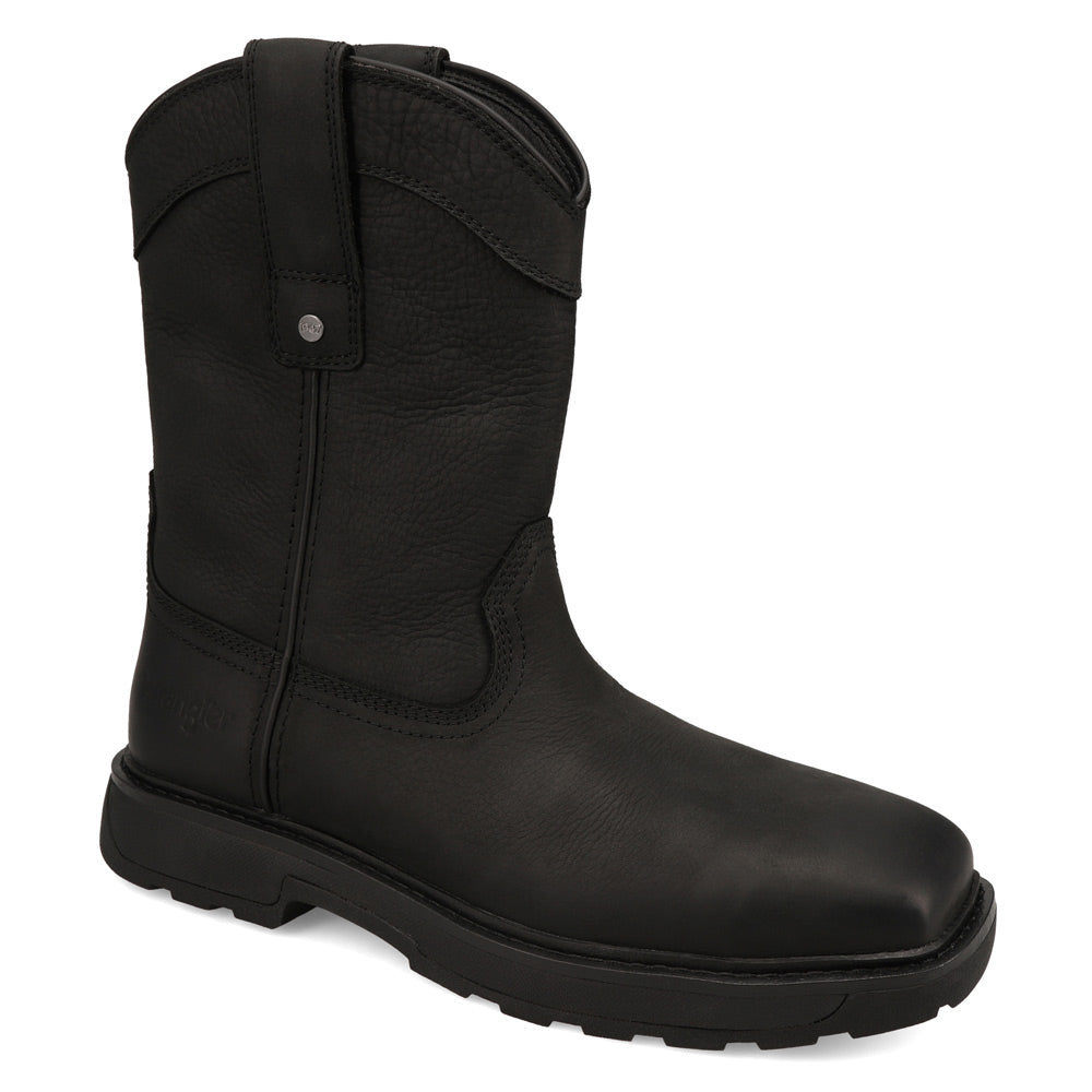 Black-WRANGLER Mens Sawyer Steel-Toe Square Toe Work Boot