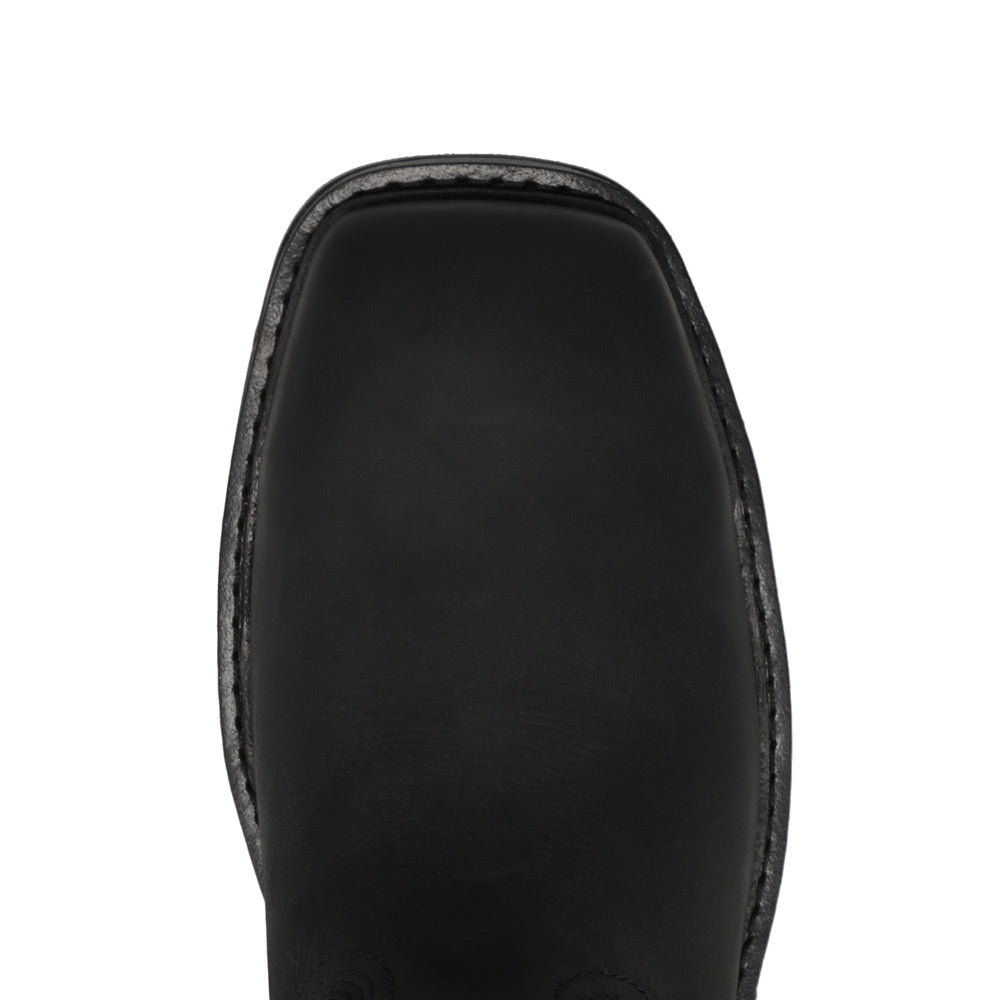 Black-WRANGLER Mens Sawyer Steel-Toe Square Toe Work Boot
