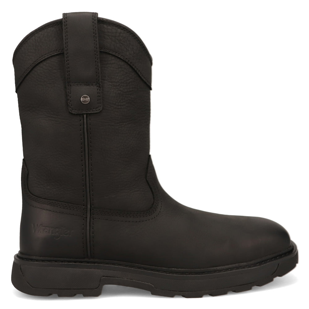 Black-WRANGLER Mens Sawyer Steel-Toe Square Toe Work Boot