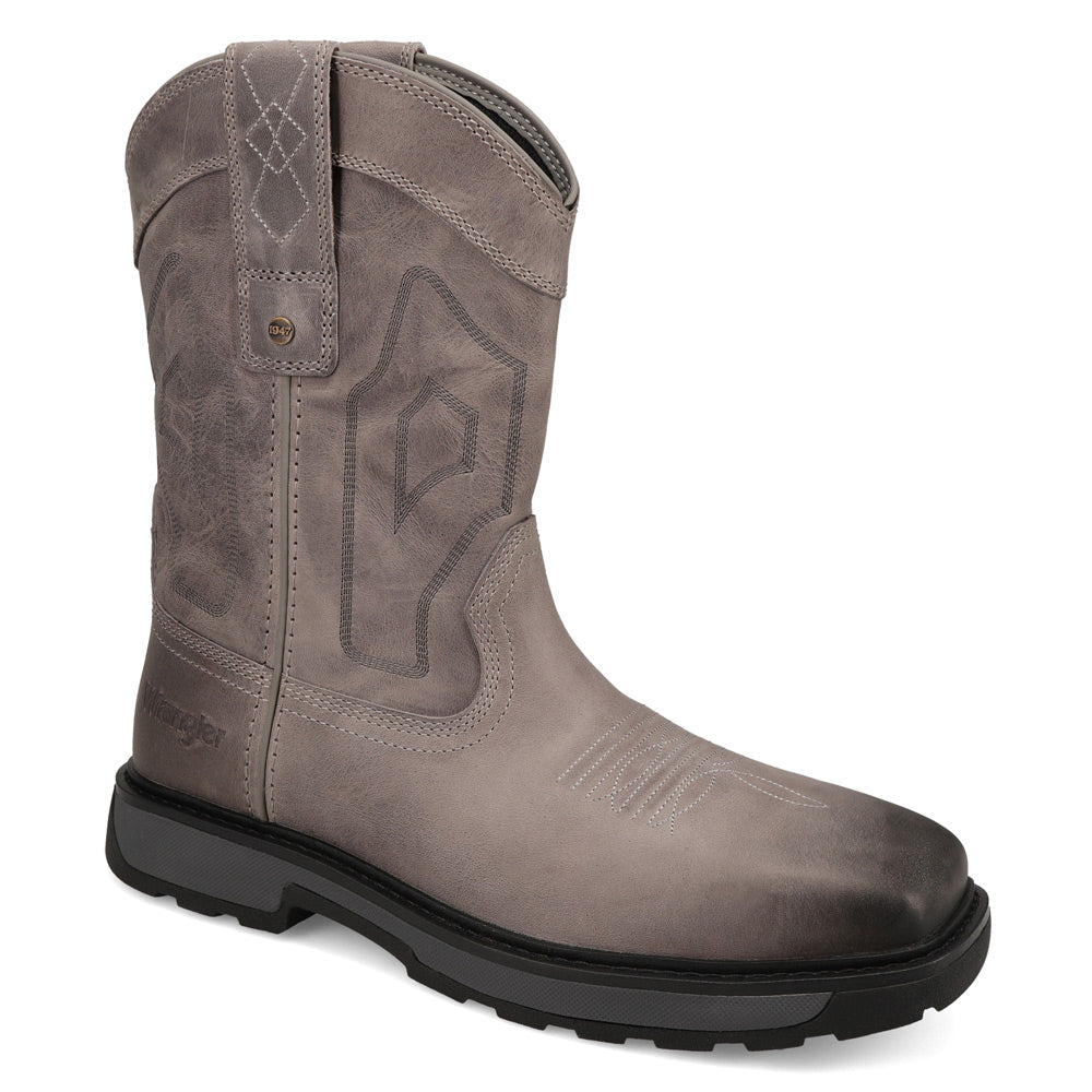 Charcoal-WRANGLER Mens Sawyer Steel-Toe Square Toe Work Boot