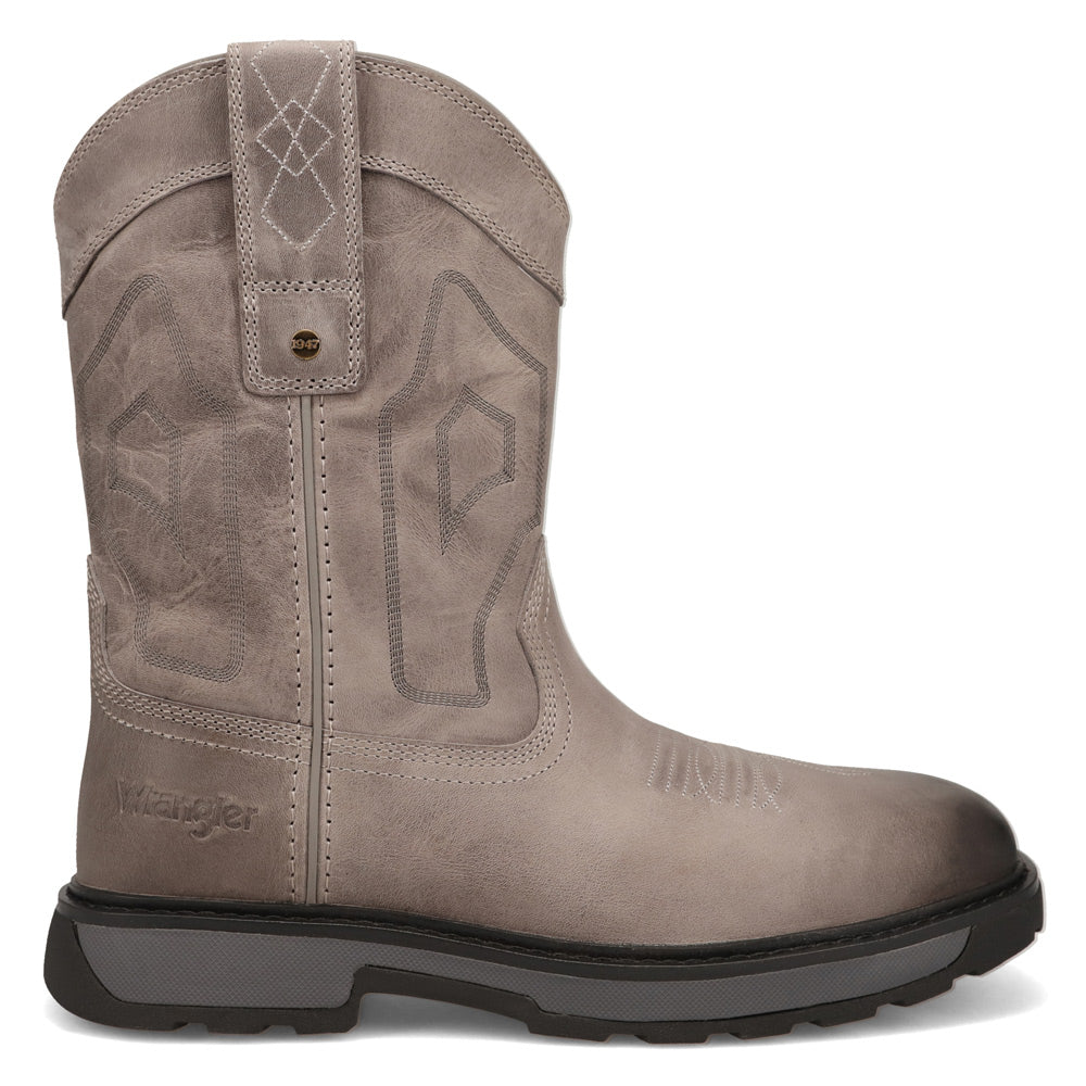 Charcoal-WRANGLER Mens Sawyer Steel-Toe Square Toe Work Boot