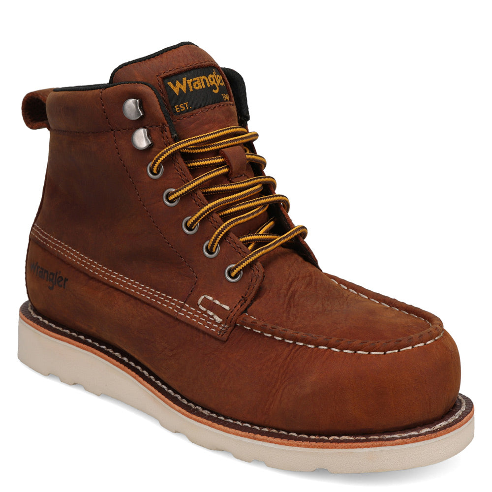 Saddle Tan-WRANGLER Mens Thatcher Waterproof Lace-up Wedge Work Boot