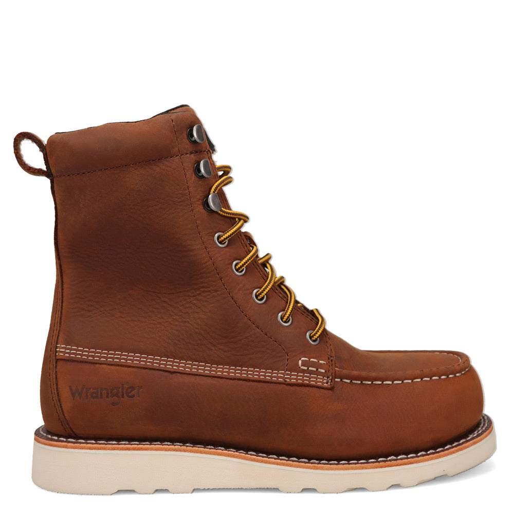 Saddle Tan-WRANGLER Mens Tyrell Steel-Toe Waterproof Wedge Work Boot