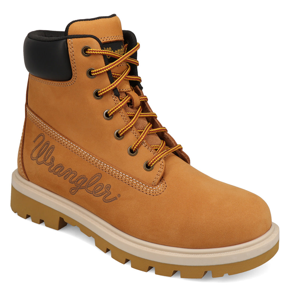 Wheat-WRANGLER Mens Axel Steel-Toe Lace-up Work Boot