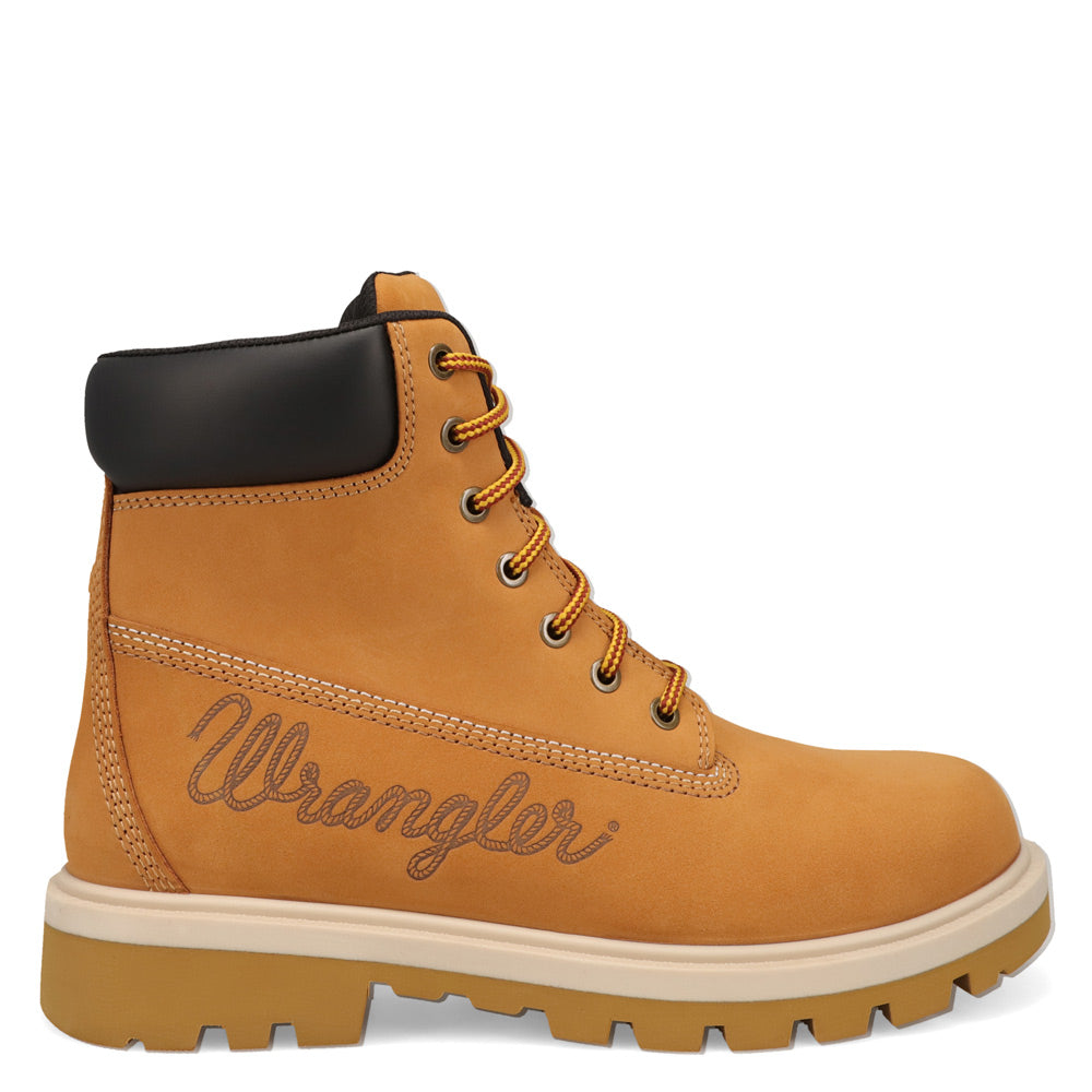 Wheat-WRANGLER Mens Axel Steel-Toe Lace-up Work Boot