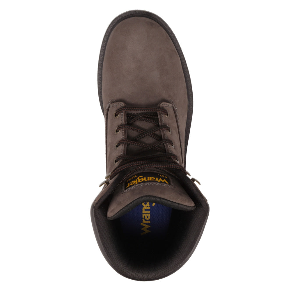 Charcoal-WRANGLER Mens Angus Steel-Toe Lace-up Work Boot