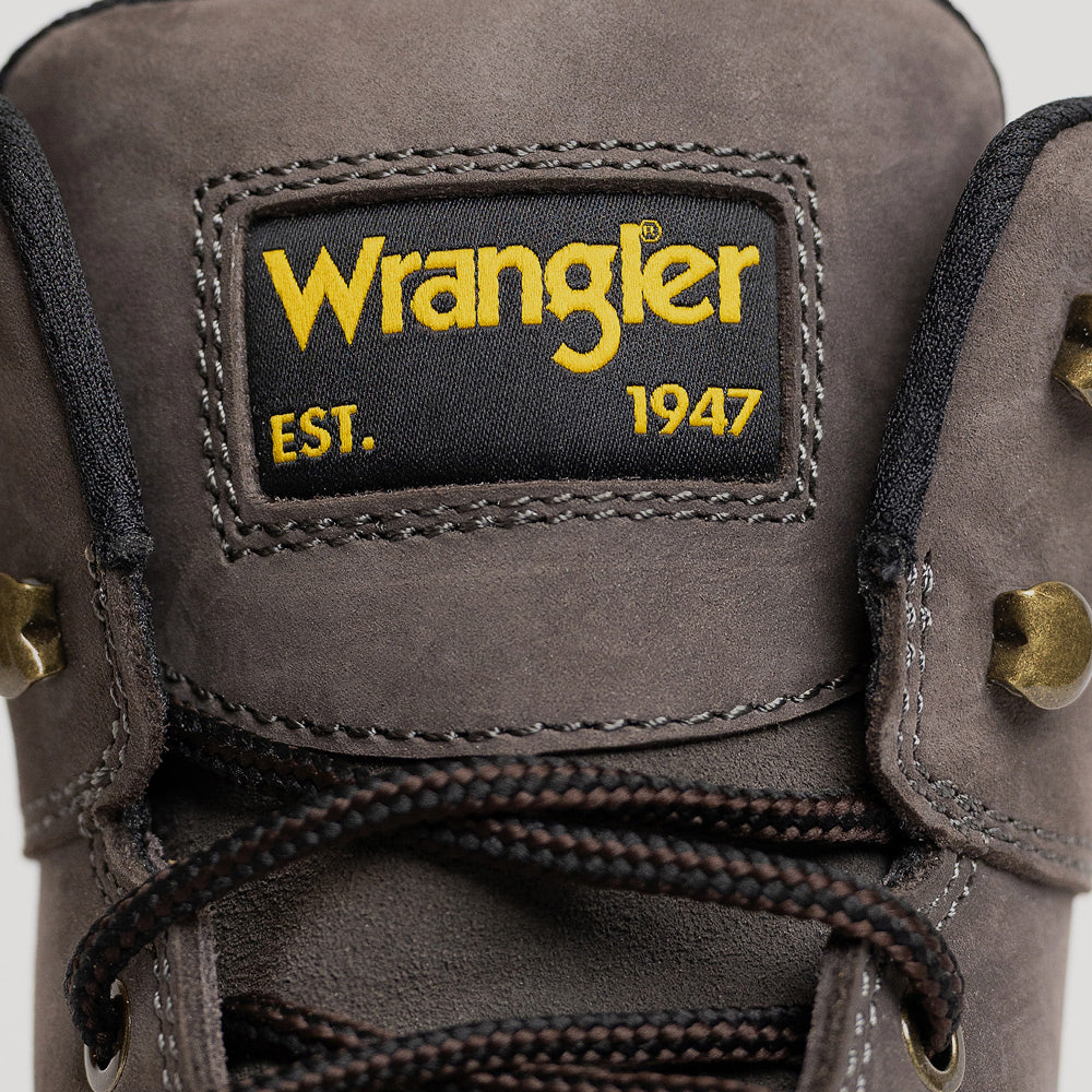 Charcoal-WRANGLER Mens Angus Steel-Toe Lace-up Work Boot