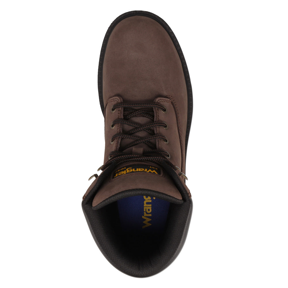 Dark Brown-WRANGLER Mens Angus Steel-Toe Lace-up Work Boot