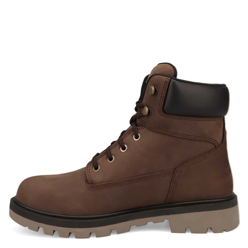 Dark Brown-WRANGLER Mens Angus Steel-Toe Lace-up Work Boot