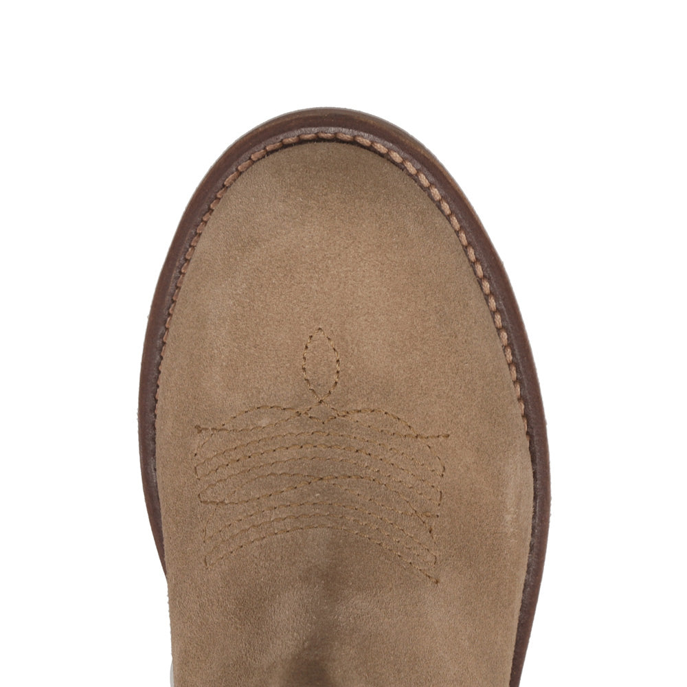 Sandstone-WRANGLER Womens Della Suede Round-Toe Western Cowboy Boot
