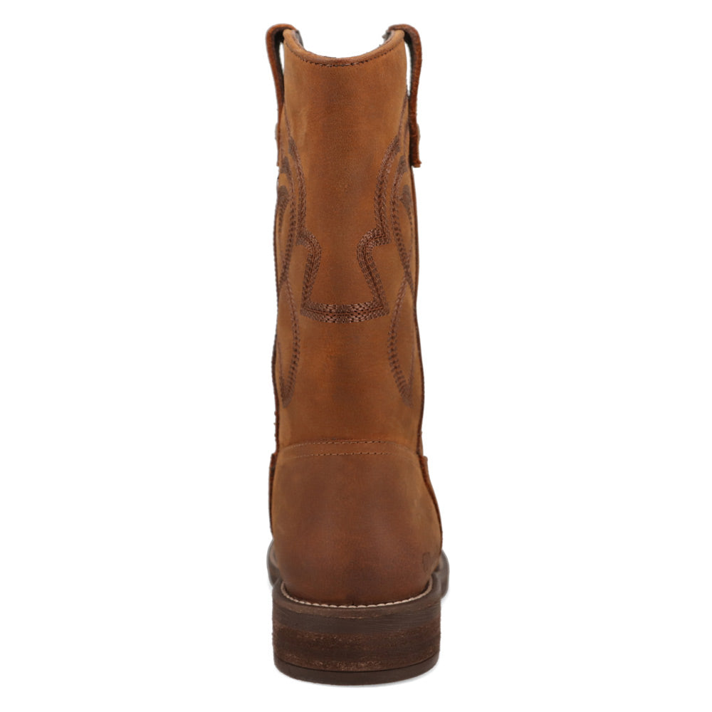 Bridle Brown-WRANGLER Womens Della Suede Round-Toe Western Cowboy Boot
