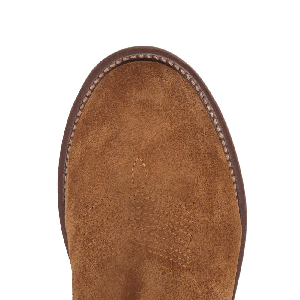 Buckskin-WRANGLER Womens Della Suede Round-Toe Western Cowboy Boot