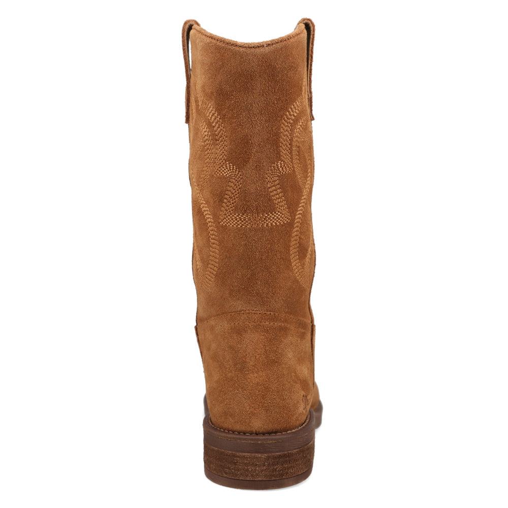 Buckskin-WRANGLER Womens Della Suede Round-Toe Western Cowboy Boot