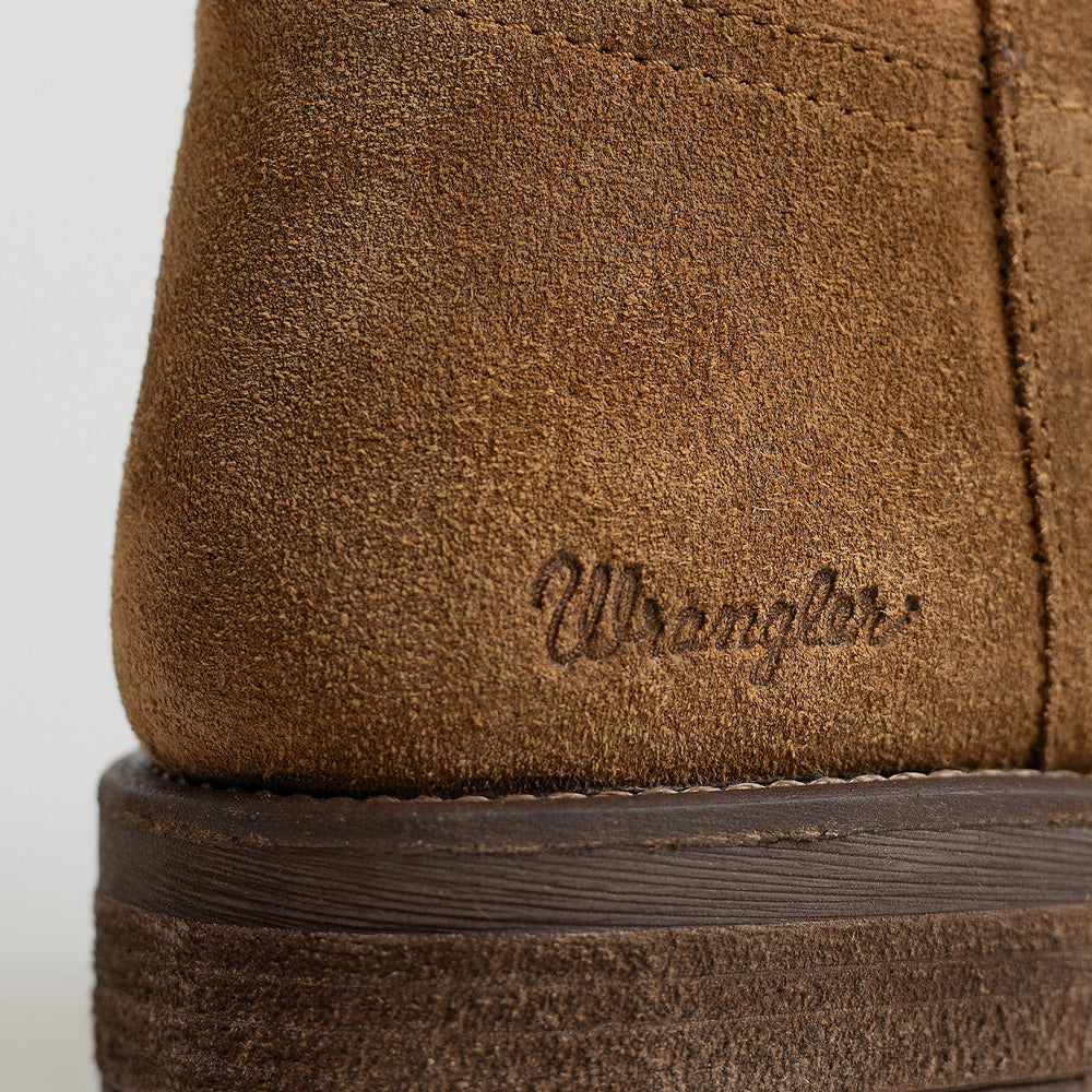 Buckskin-WRANGLER Womens Della Suede Round-Toe Western Cowboy Boot