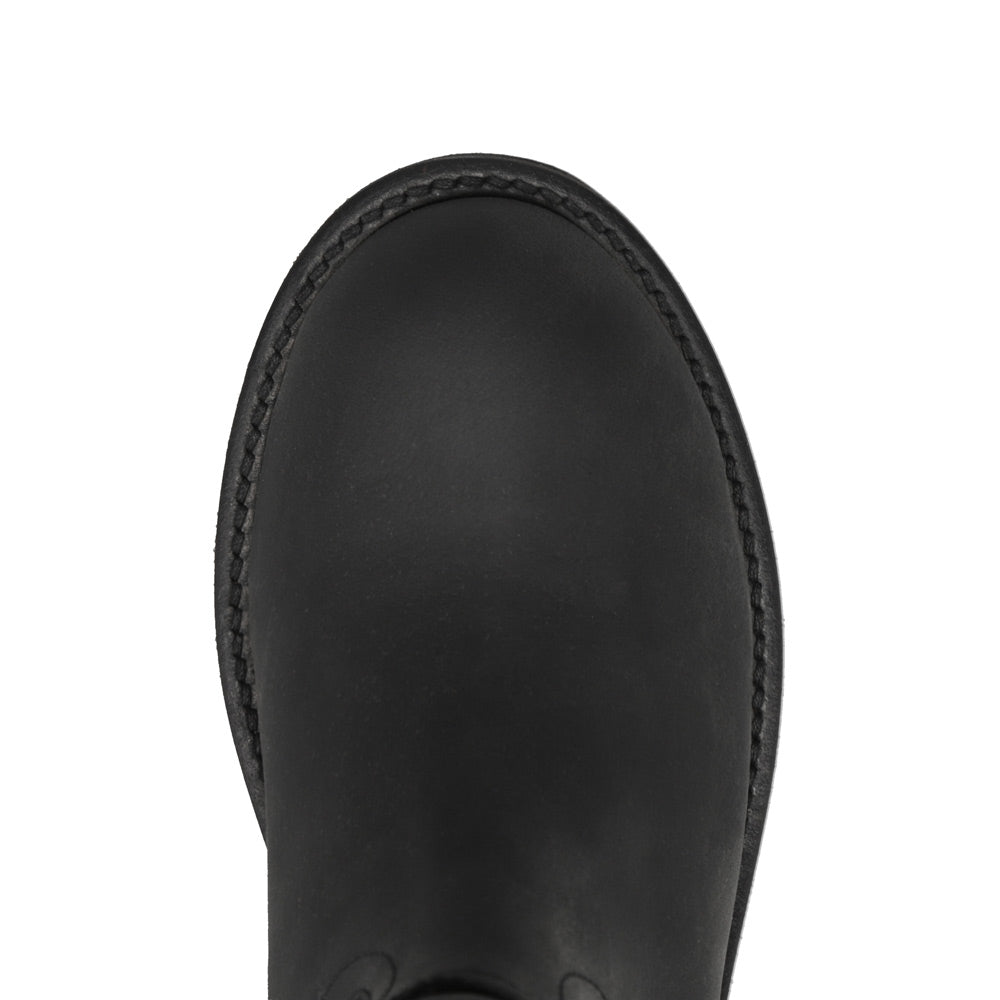 Black-WRANGLER Womens Delilah Leather Round-Toe Western Cowboy Boot