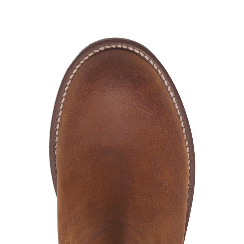 Bridle Brown-WRANGLER Womens Delilah Leather Round-Toe Western Cowboy Boot