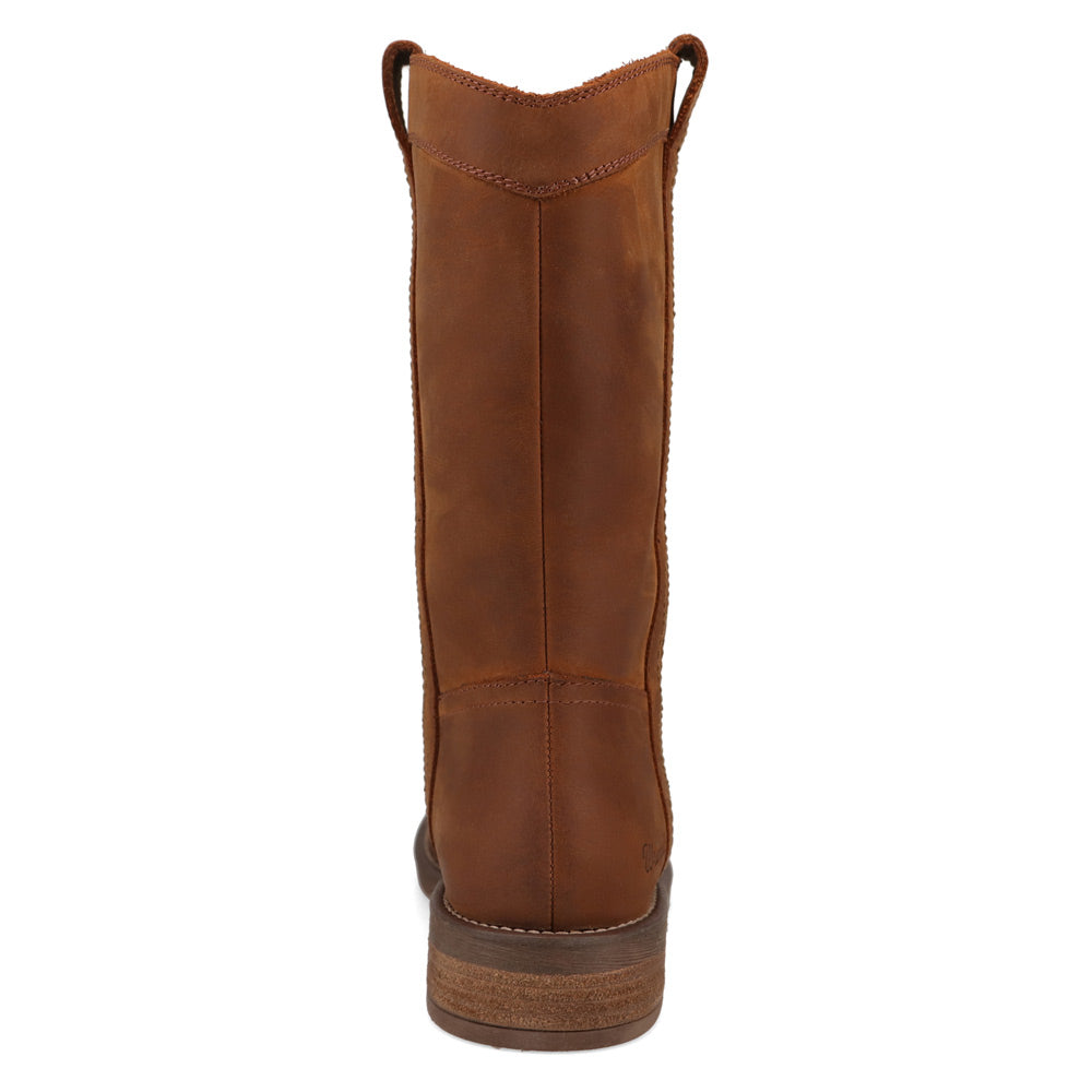 Bridle Brown-WRANGLER Womens Delilah Leather Round-Toe Western Cowboy Boot