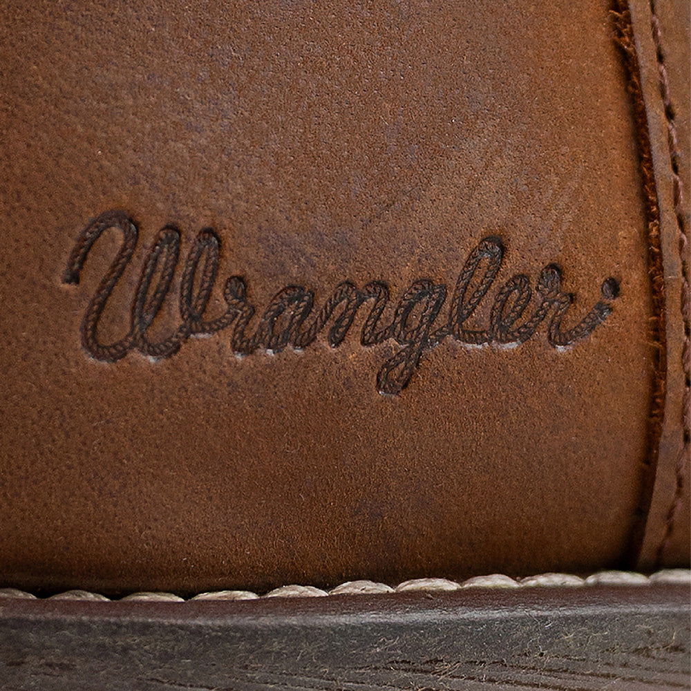 Bridle Brown-WRANGLER Womens Delilah Leather Round-Toe Western Cowboy Boot