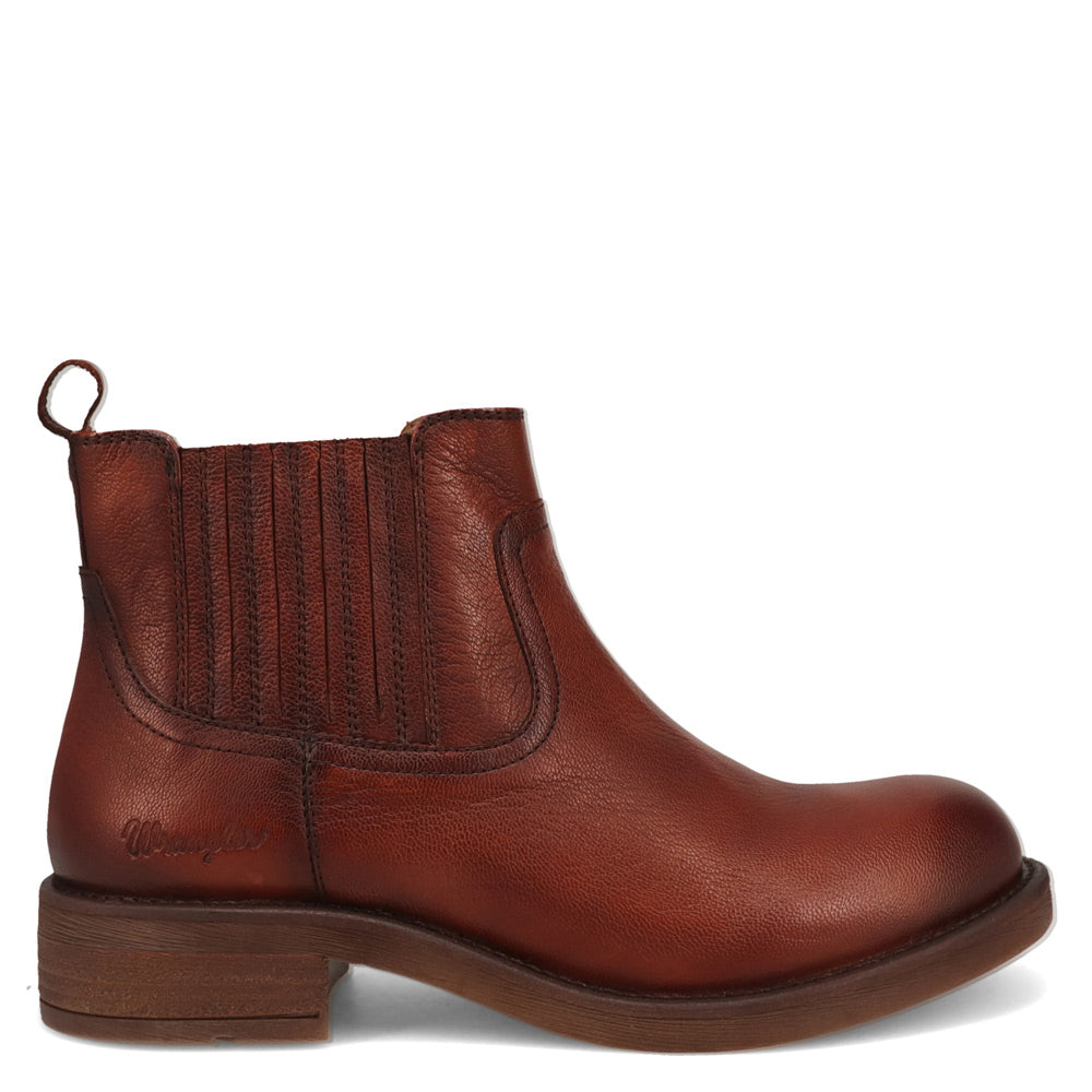 Burnished Saddle-WRANGLER Womens Desiree Leather Western Chelsea Bootie