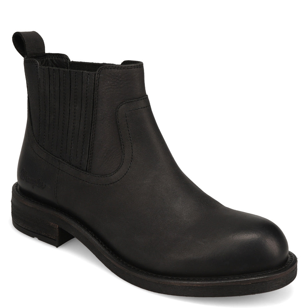 Black-WRANGLER Womens Desiree Leather Western Chelsea Bootie