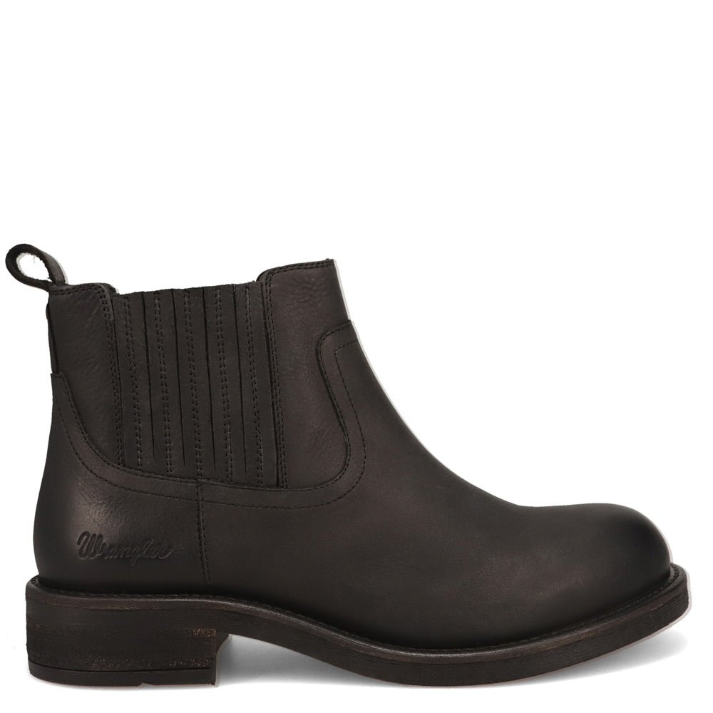 Black-WRANGLER Womens Desiree Leather Western Chelsea Bootie