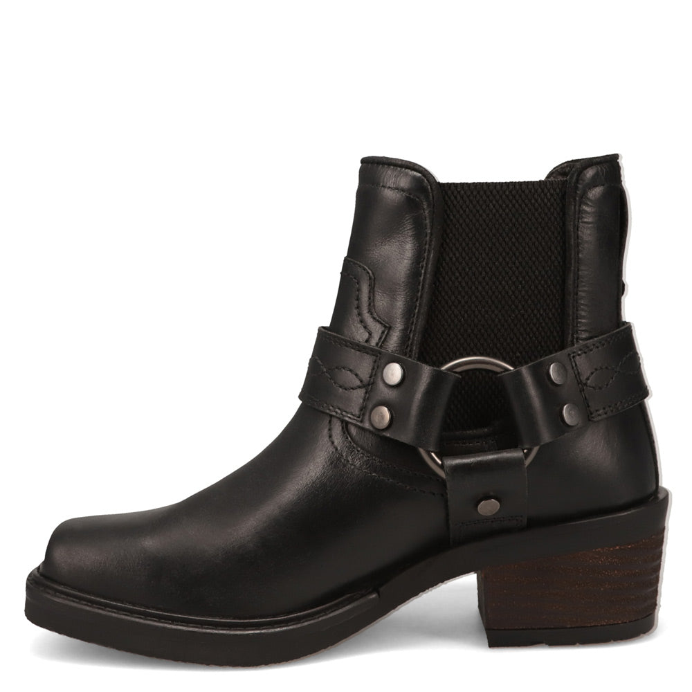 Black-WRANGLER Womens Bethany Leather Harness Western Bootie