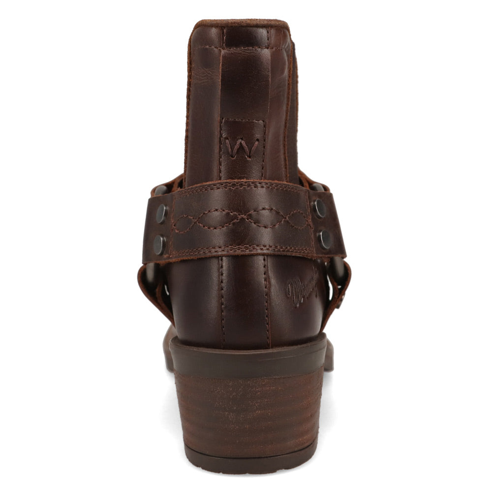 Bridle Brown-WRANGLER Womens Bethany Leather Harness Western Bootie