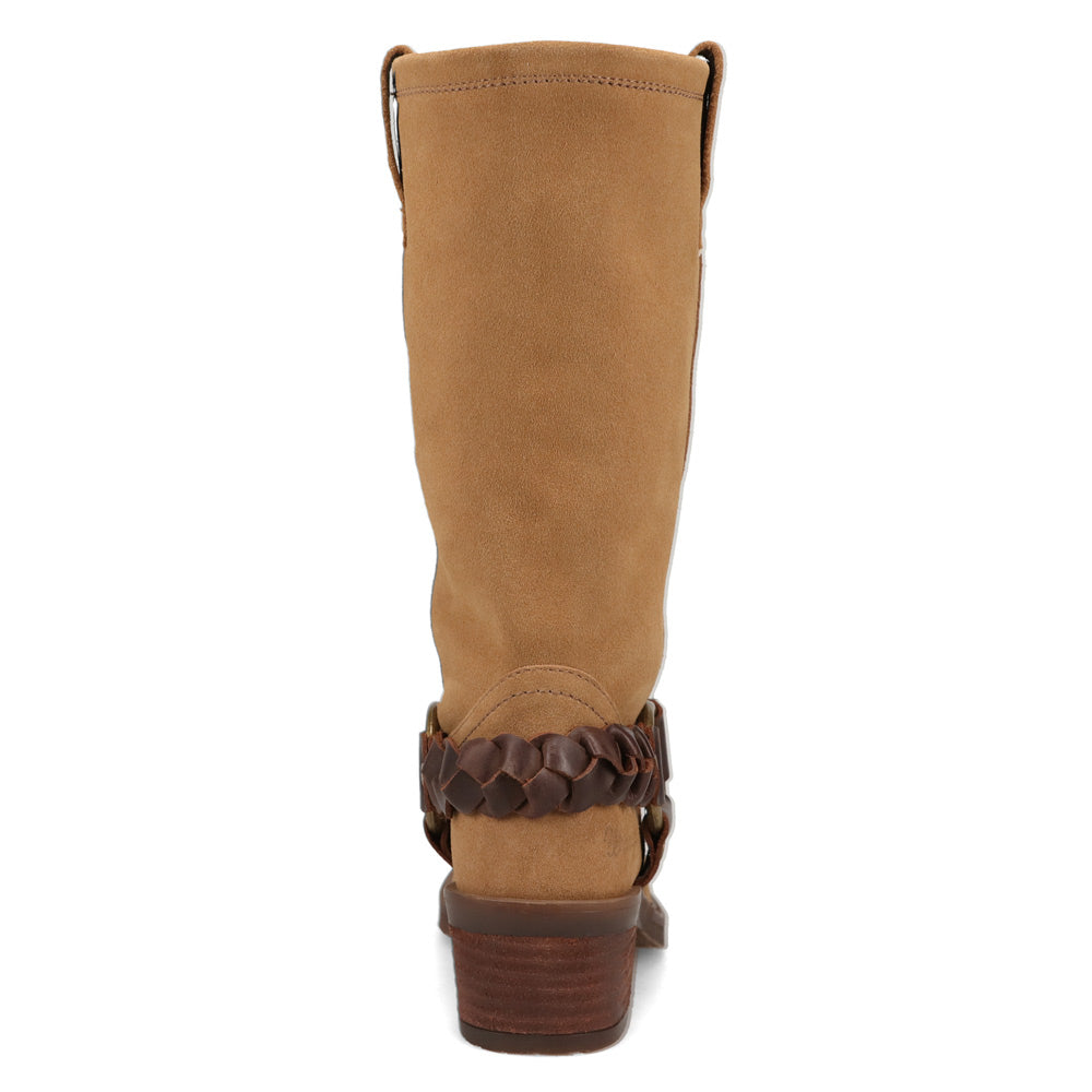 Tobacco-WRANGLER Womens Blythe Suede Harness Western Cowboy Boot